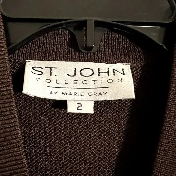 St. John Collection brown knitted cardigan size 2 D1